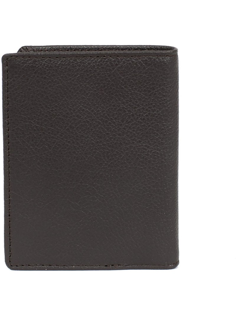 Portefeuille européen  1 volet  Stop RFID  Cuir de vachette CONFORT Marron foncé - Kiabi