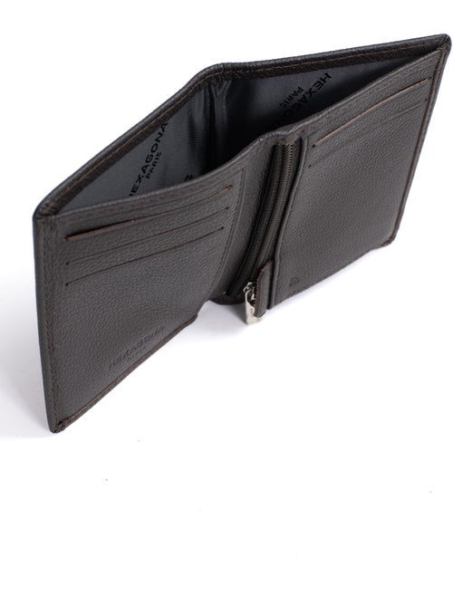 Portefeuille européen  1 volet  Stop RFID  Cuir de vachette CONFORT - Kiabi