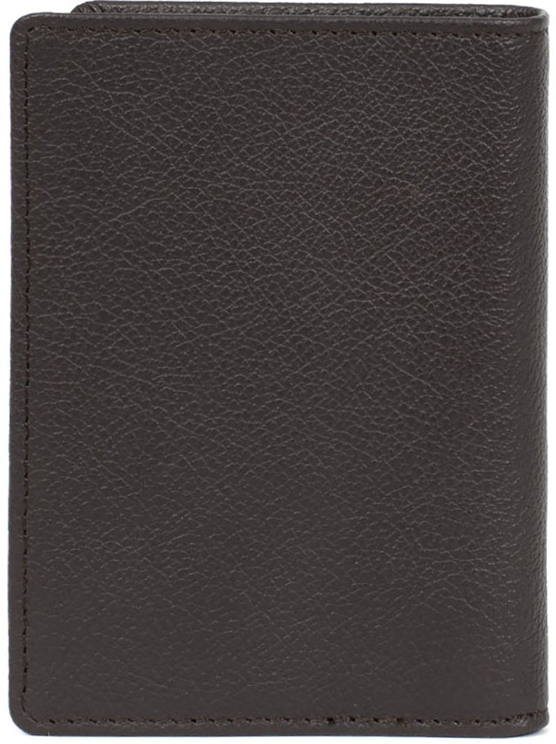 Portefeuille européen  1 volet  Stop RFID  Cuir de vachette CONFORT Marron foncé - Kiabi