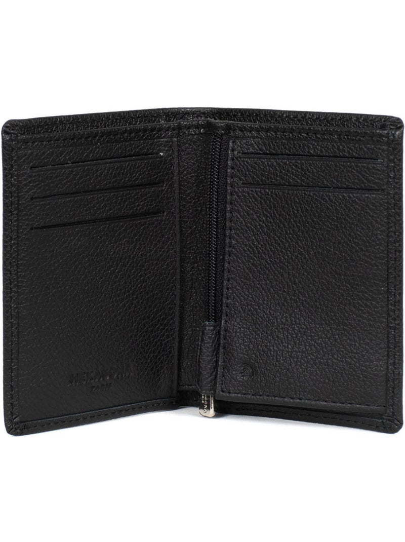Portefeuille européen  1 volet  Stop RFID  Cuir de vachette CONFORT Noir - Kiabi