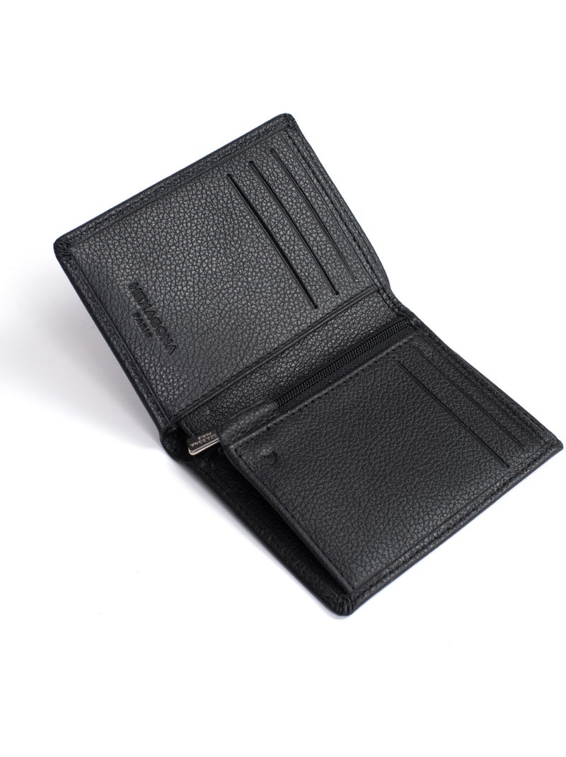 Portefeuille européen  1 volet  Stop RFID  Cuir de vachette CONFORT Noir - Kiabi