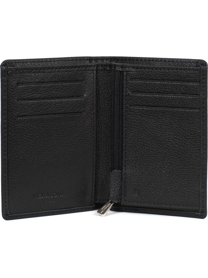 Portefeuille européen  1 volet  Stop RFID  Cuir de vachette CONFORT Noir - Kiabi