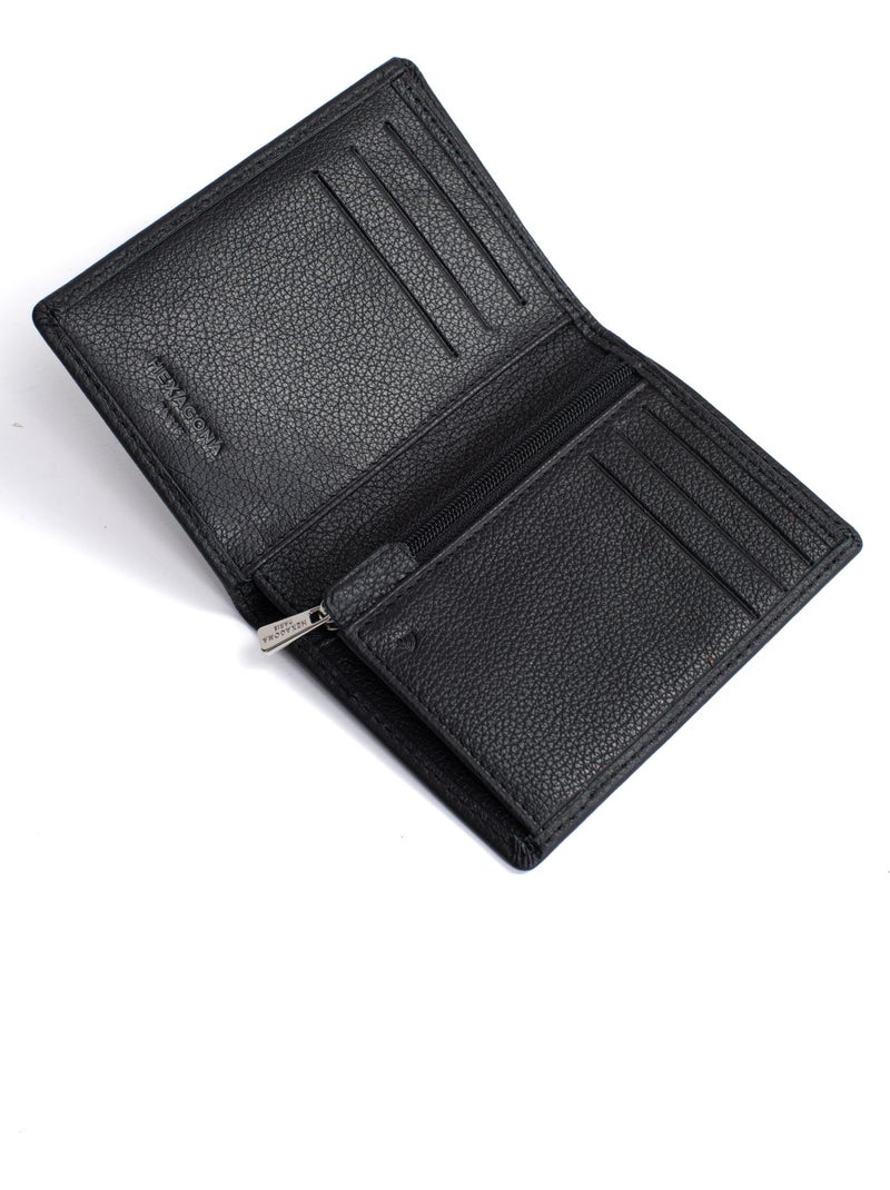 Portefeuille européen  1 volet  Stop RFID  Cuir de vachette CONFORT Noir - Kiabi