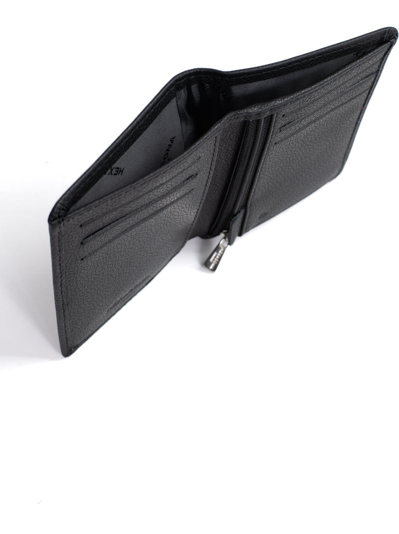 Portefeuille européen  1 volet  Stop RFID  Cuir de vachette CONFORT Noir - Kiabi