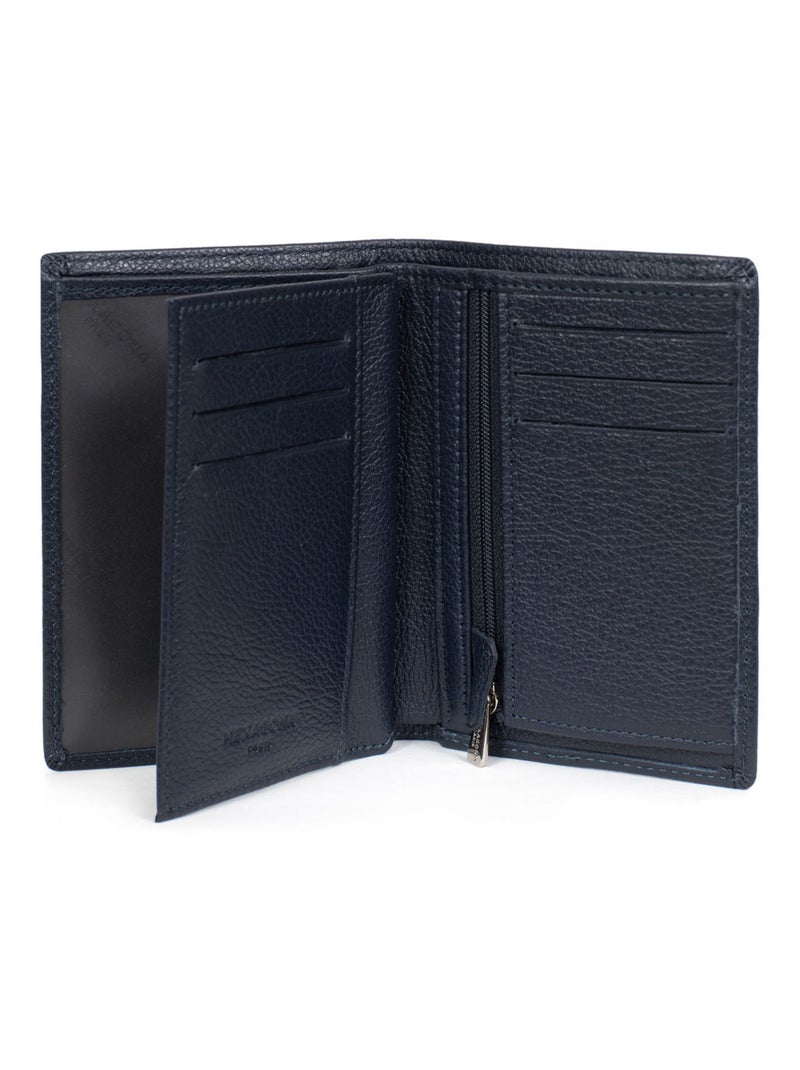 Portefeuille européen  2 volets  Cuir CONFORT Bleu marine - Kiabi