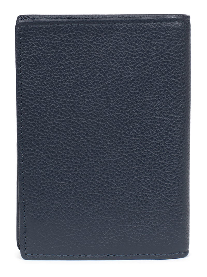 Portefeuille européen  2 volets  Cuir CONFORT Bleu marine - Kiabi