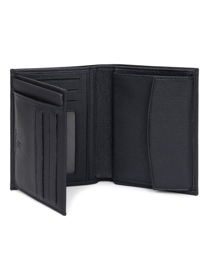 Portefeuille européen  2 volets  Cuir CONFORT Bleu marine - Kiabi