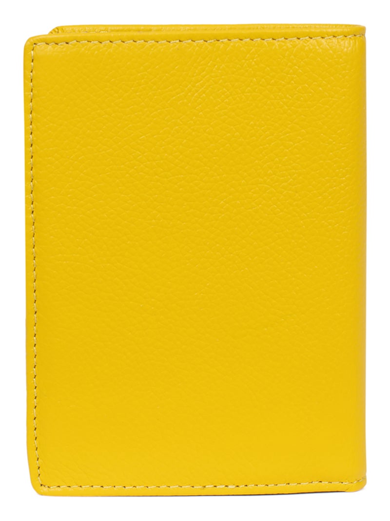 Portefeuille européen  2 volets  Cuir CONFORT Jaune - Kiabi