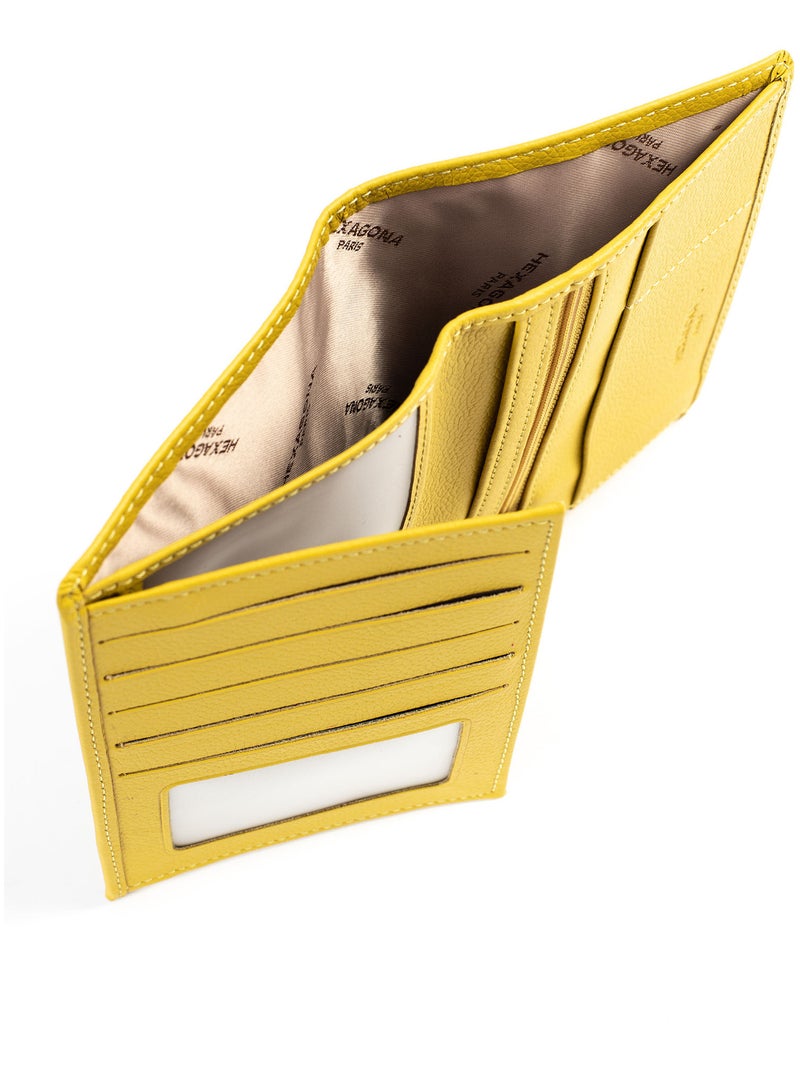Portefeuille européen  2 volets  Cuir CONFORT Jaune - Kiabi