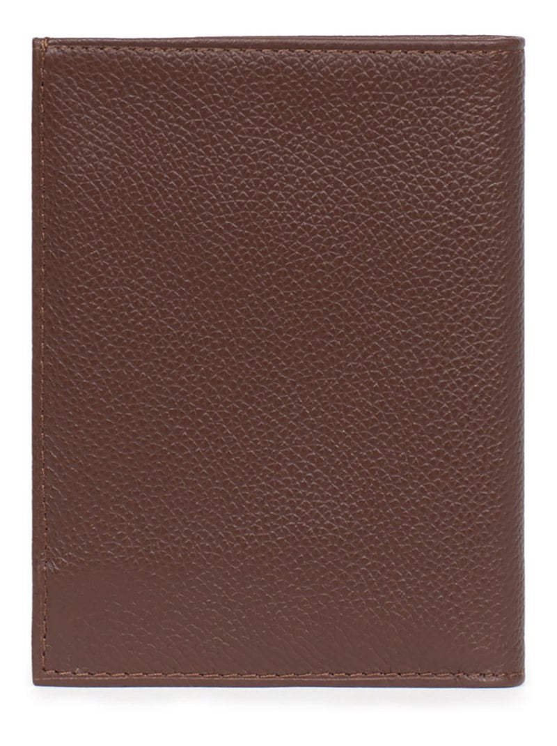 Portefeuille européen  2 volets  Cuir CONFORT Marron chocolat - Kiabi