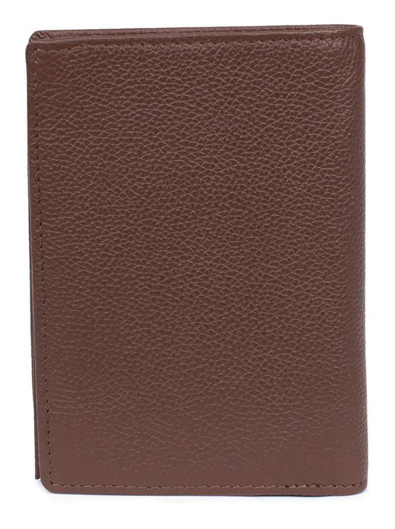 Portefeuille européen  2 volets  Cuir CONFORT Marron chocolat - Kiabi