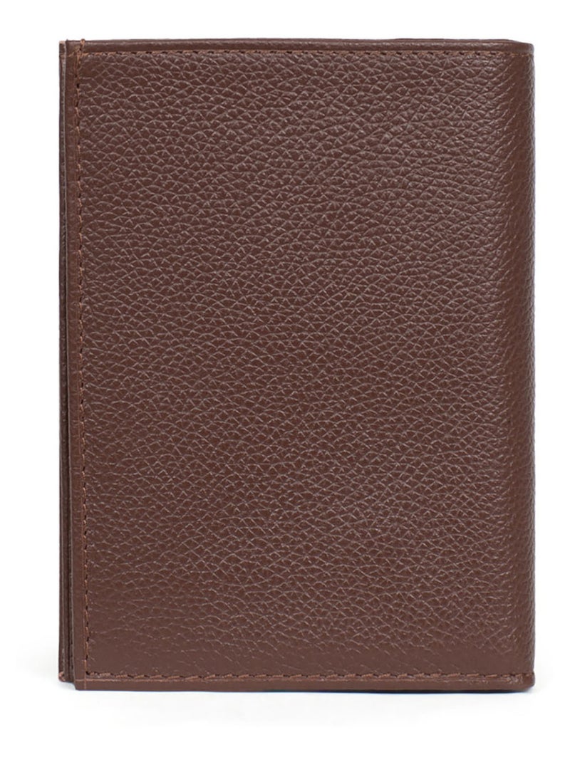 Portefeuille européen  2 volets  Cuir CONFORT Marron chocolat - Kiabi