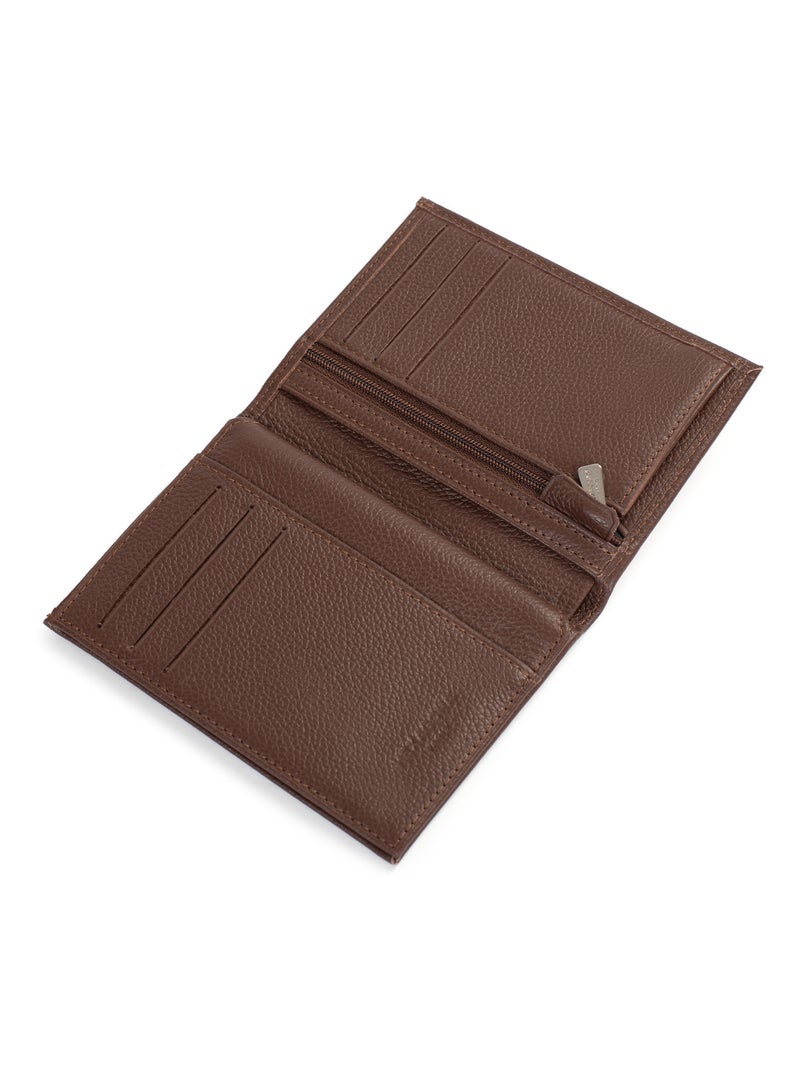 Portefeuille européen  2 volets  Cuir CONFORT Marron chocolat - Kiabi