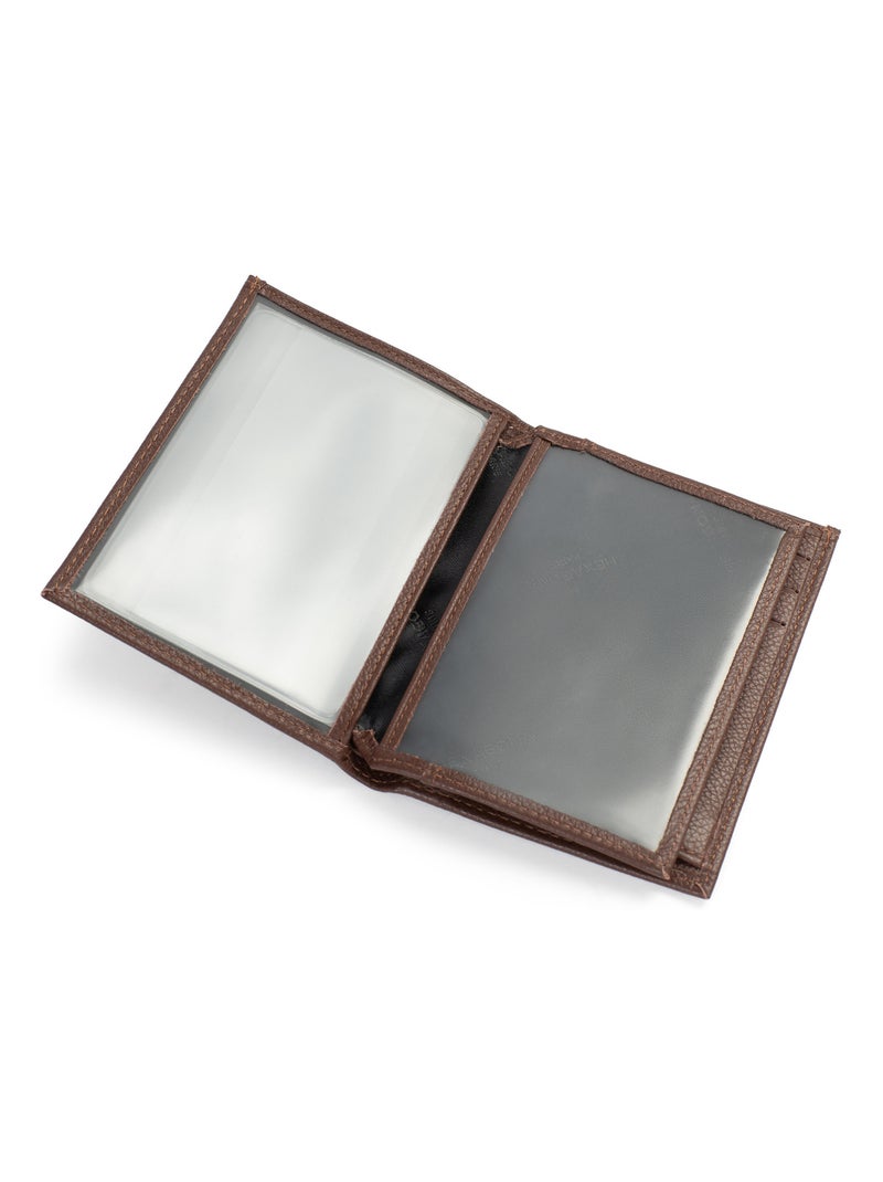 Portefeuille européen  2 volets  Cuir CONFORT Marron chocolat - Kiabi