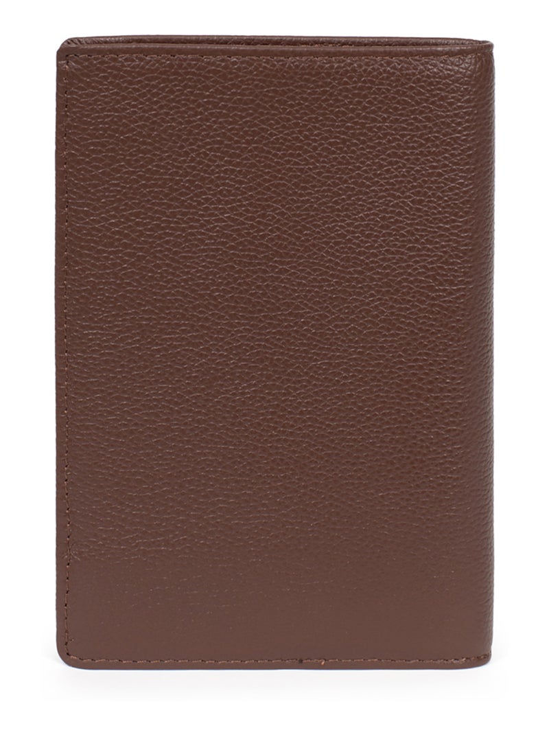 Portefeuille européen  2 volets  Cuir CONFORT Marron chocolat - Kiabi