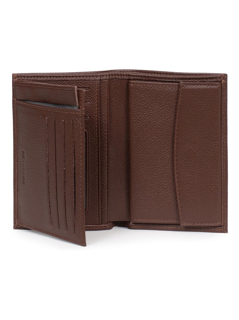 Portefeuille européen  2 volets  Cuir CONFORT Marron chocolat - Kiabi