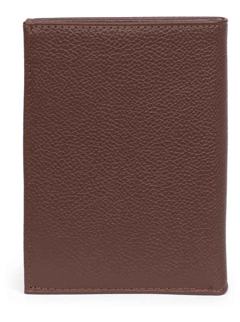 Portefeuille européen  2 volets  Cuir CONFORT Marron chocolat - Kiabi