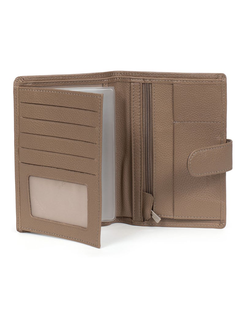 Portefeuille européen  2 volets  Cuir CONFORT Marron clair - Kiabi