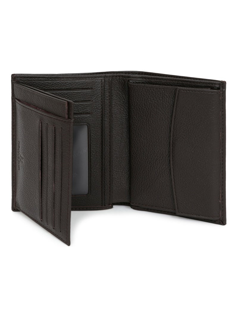 Portefeuille européen  2 volets  Cuir CONFORT Marron foncé - Kiabi