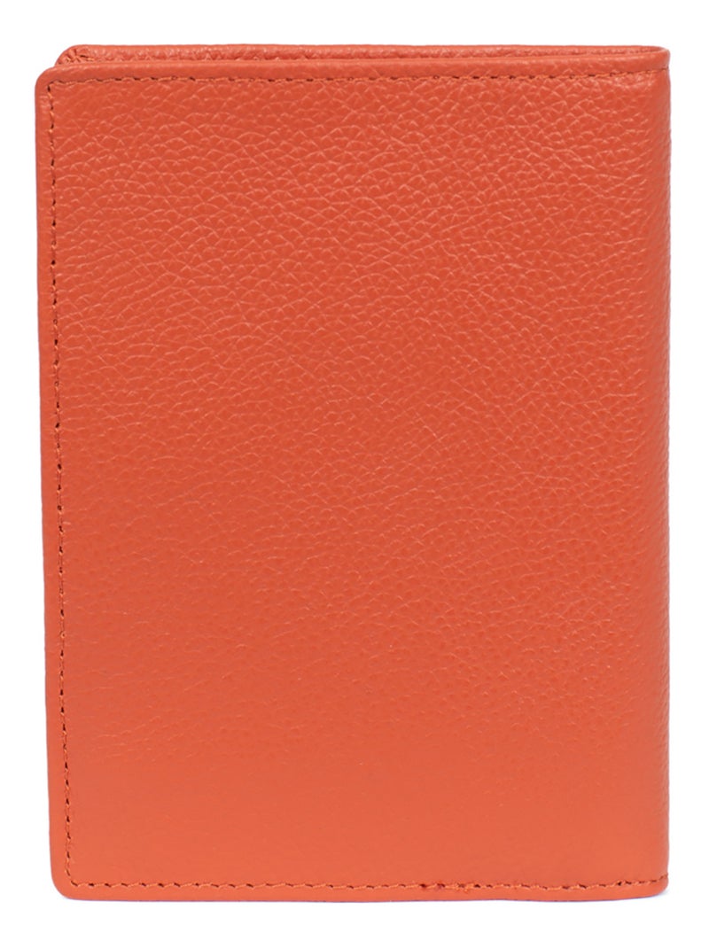 Portefeuille européen  2 volets  Cuir CONFORT Orange - Kiabi