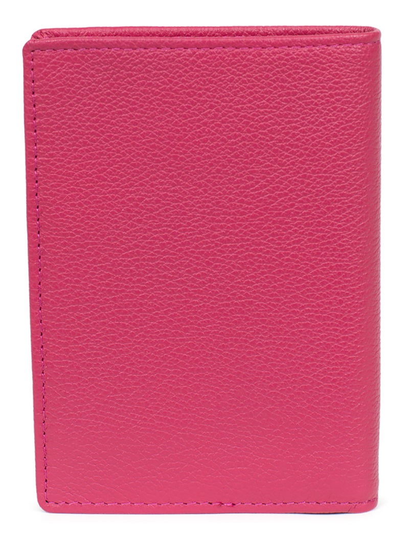 Portefeuille européen  2 volets  Cuir CONFORT Rose fushia - Kiabi