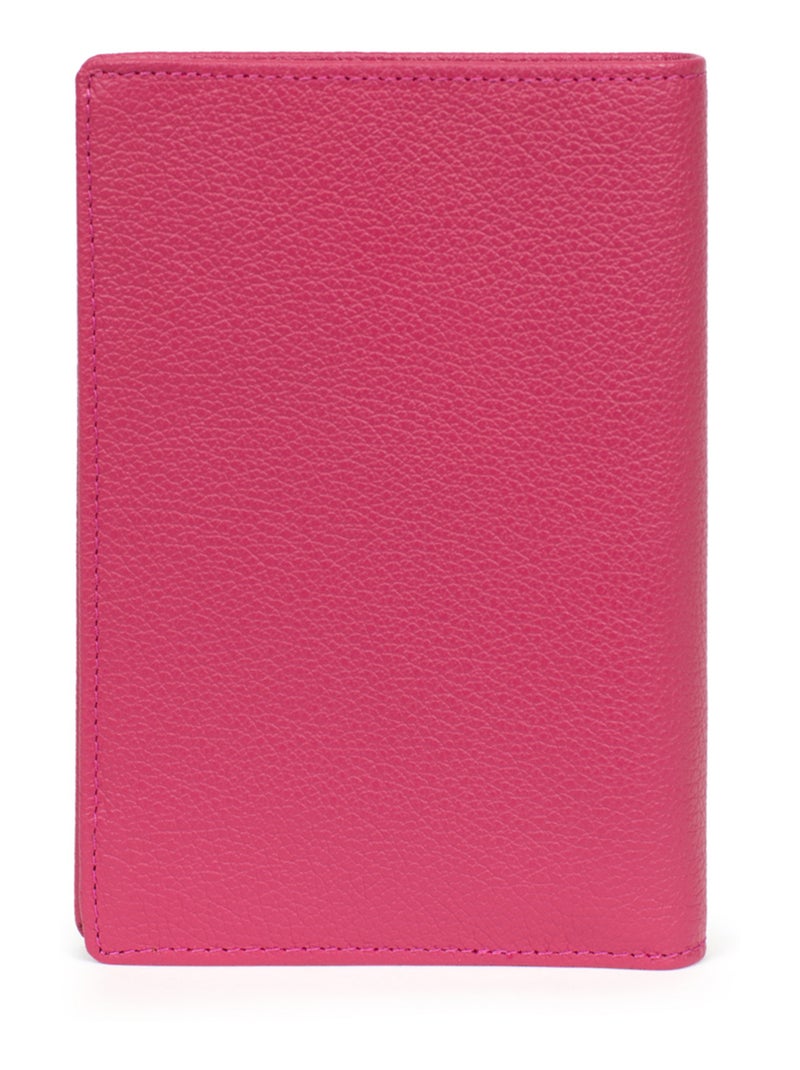 Portefeuille européen  2 volets  Cuir CONFORT Rose fushia - Kiabi