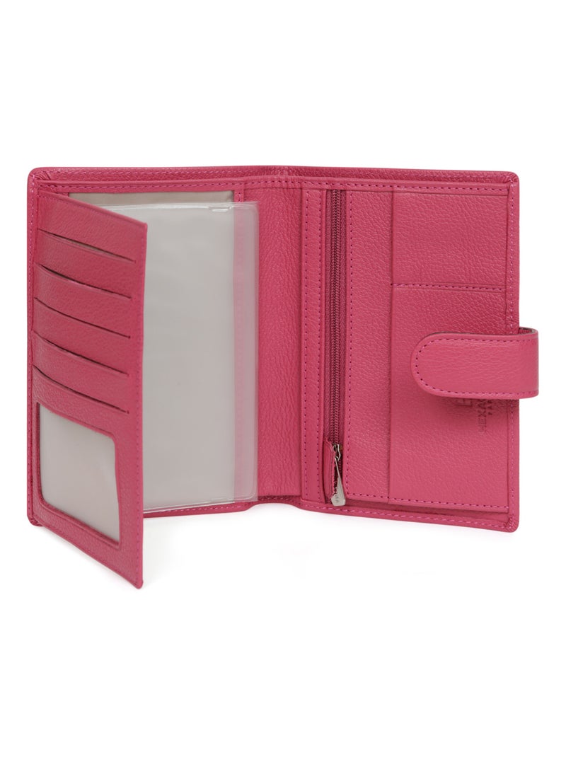 Portefeuille européen  2 volets  Cuir CONFORT Rose fushia - Kiabi