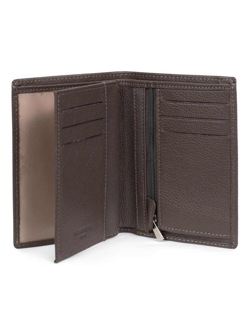 Portefeuille européen  2 volets  Cuir CONFORT Taupe - Kiabi