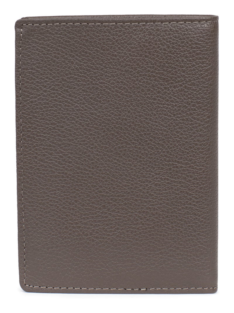 Portefeuille européen  2 volets  Cuir CONFORT Taupe - Kiabi