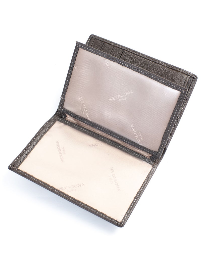 Portefeuille européen  2 volets  Cuir CONFORT Taupe - Kiabi