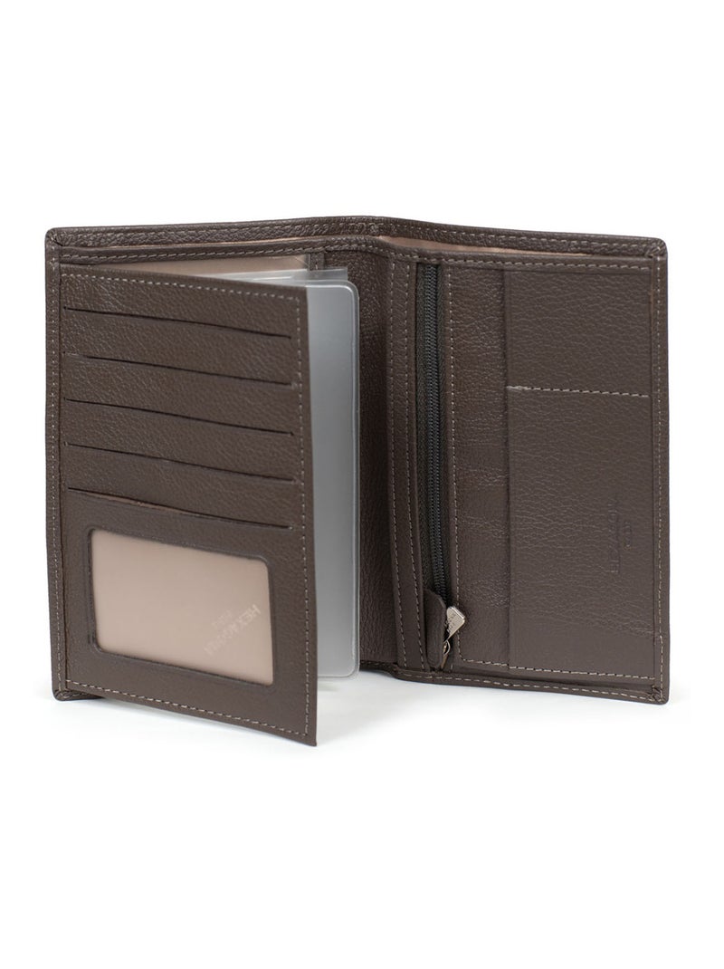 Portefeuille européen  2 volets  Cuir CONFORT Taupe - Kiabi