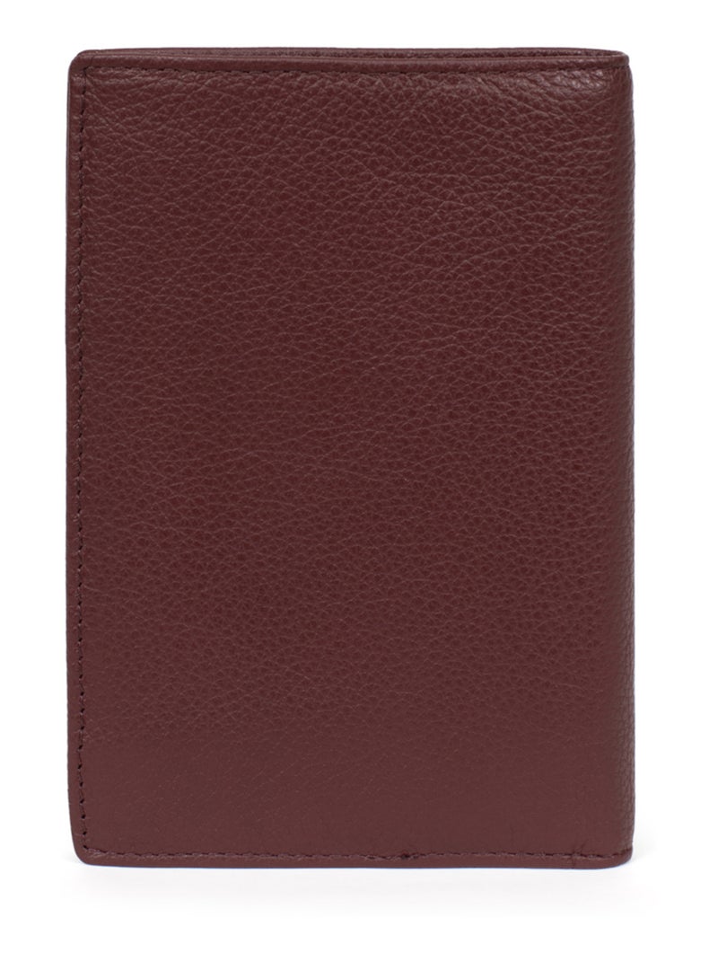 Portefeuille européen  2 volets  Cuir CONFORT Violet prune - Kiabi