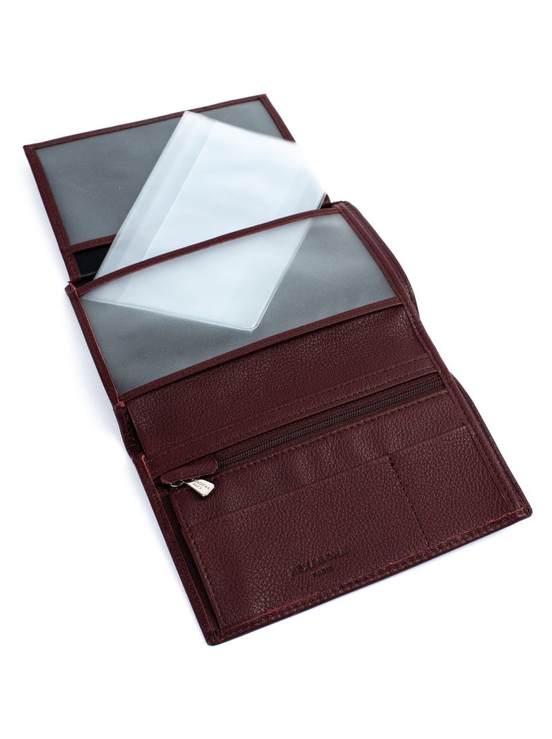 Portefeuille européen  2 volets  Cuir CONFORT Violet prune - Kiabi