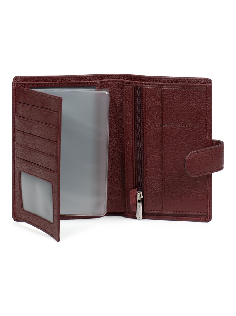 Portefeuille européen  2 volets  Cuir CONFORT Violet prune - Kiabi