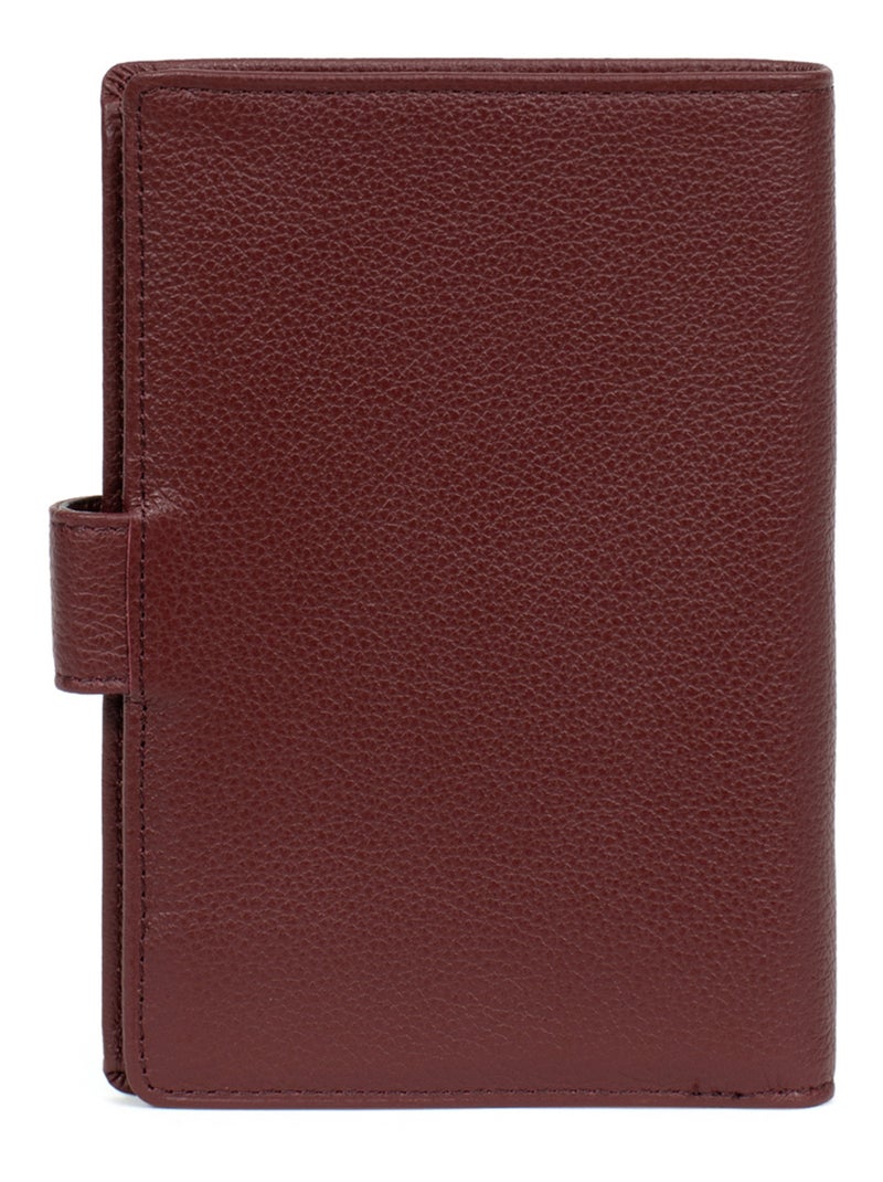 Portefeuille européen  2 volets  Cuir CONFORT Violet prune - Kiabi