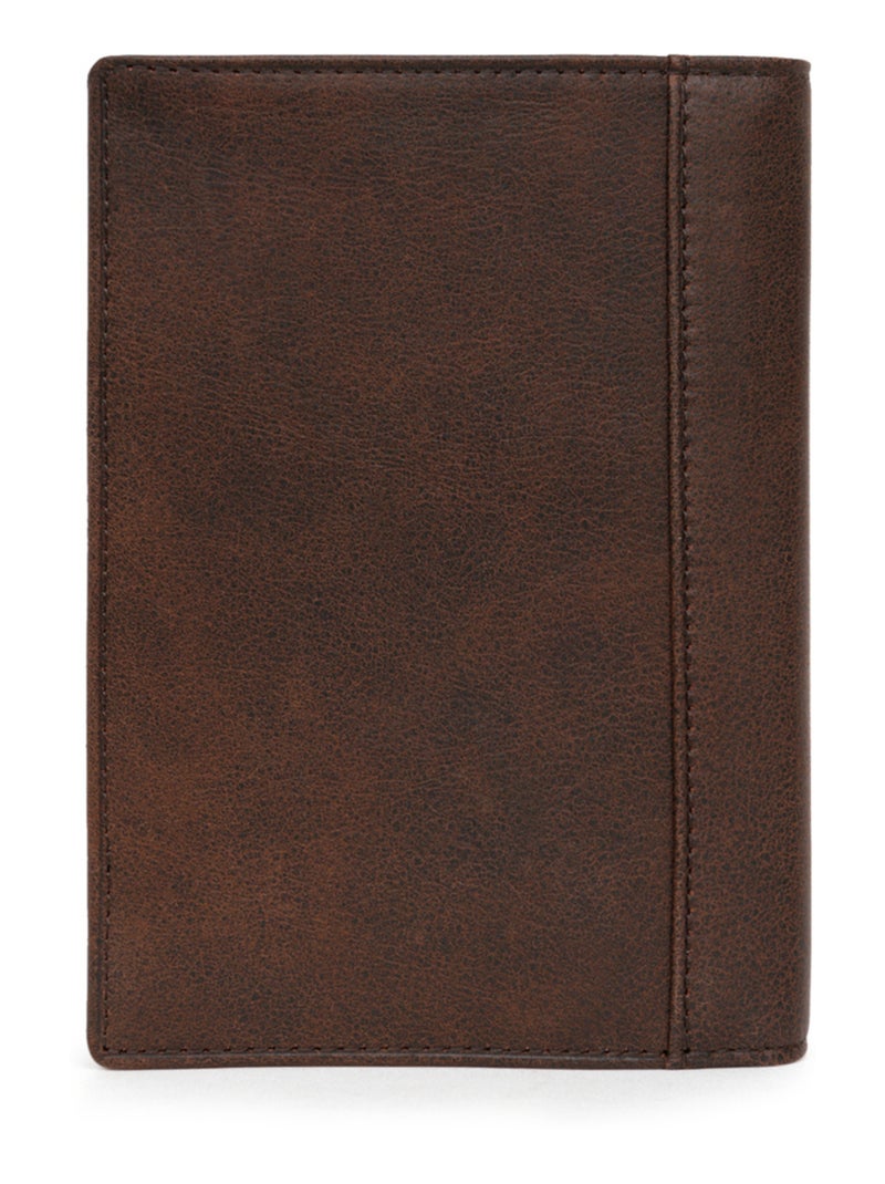 Portefeuille européen  2 volets  Cuir INSTINCT Marron - Kiabi