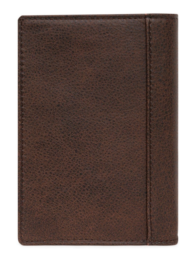 Portefeuille européen  2 volets  Cuir INSTINCT Marron - Kiabi