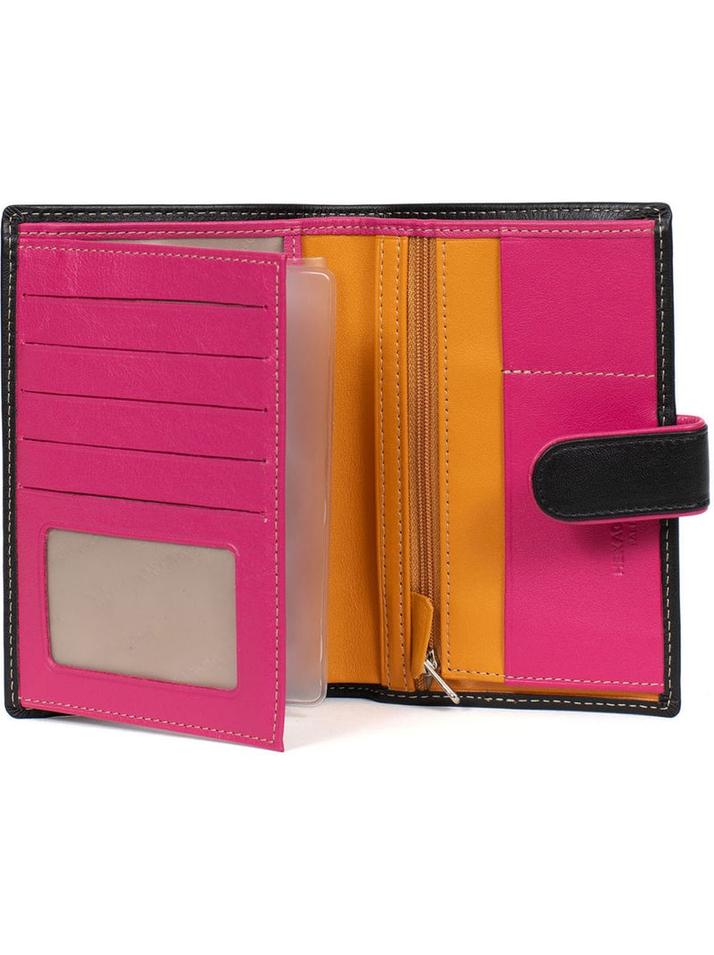 Portefeuille européen  2 volets  cuir multico hexagona Noir Multicolore - Kiabi