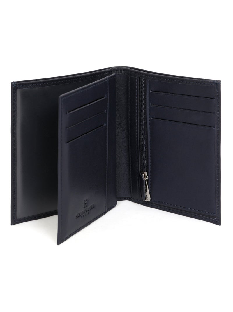 Portefeuille européen  2 volets  Cuir SOFT Bleu marine - Kiabi