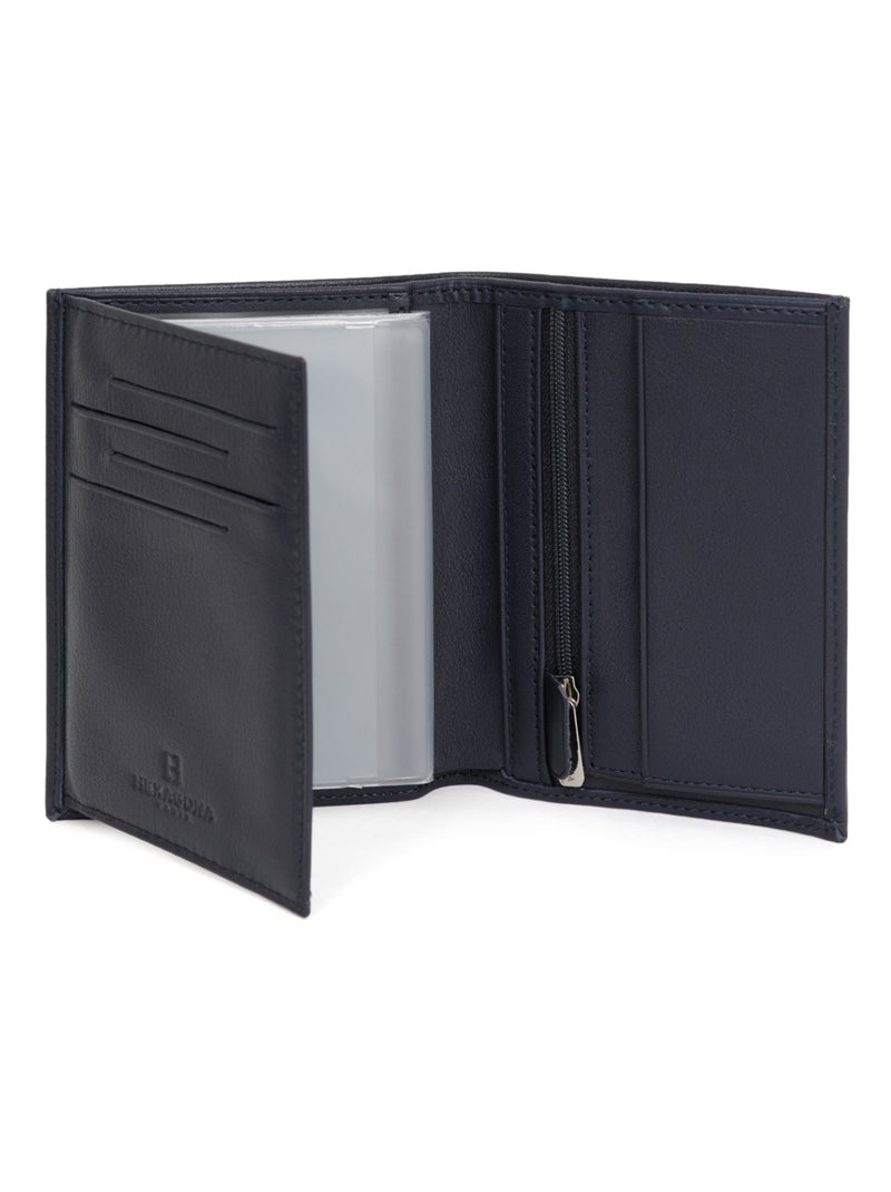 Portefeuille européen  2 volets  Cuir SOFT Bleu marine - Kiabi