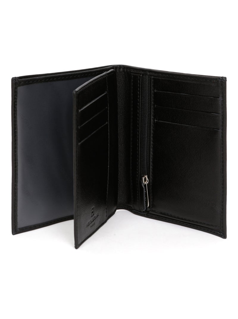 Portefeuille européen  2 volets  Cuir SOFT Noir - Kiabi