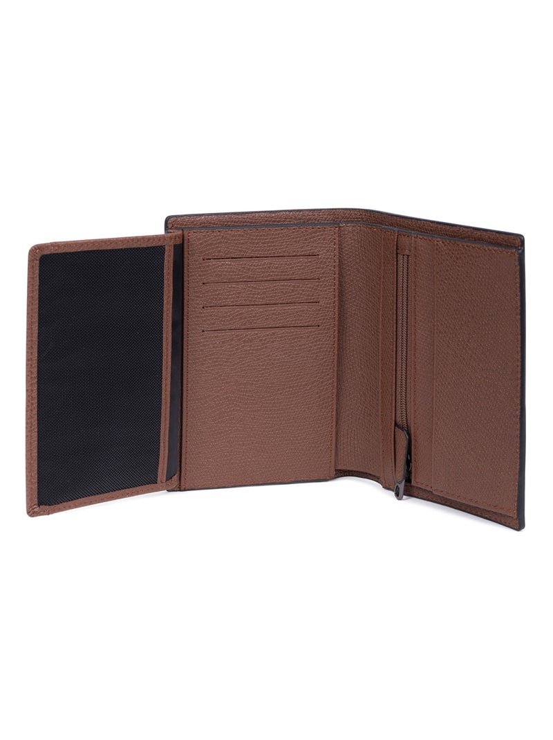 Portefeuille européen  2 volets  Stop RFID  Cuir Dandy Marron - Kiabi