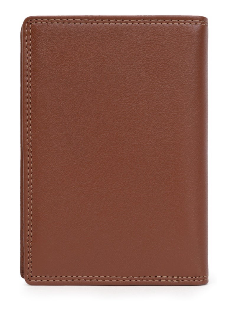 Portefeuille européen  2 volets  Stop RFID  Cuir SENSATION Cognac - Kiabi