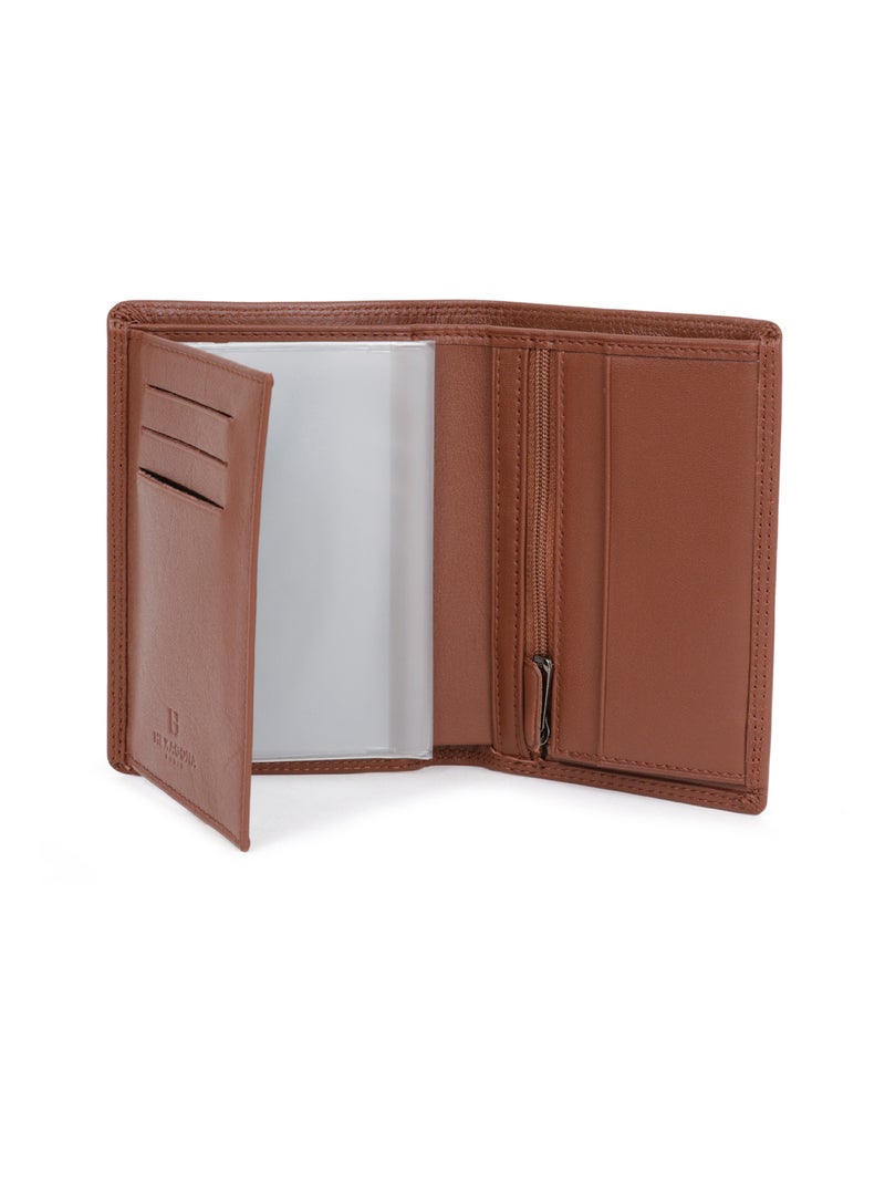 Portefeuille européen  2 volets  Stop RFID  Cuir SENSATION Cognac - Kiabi