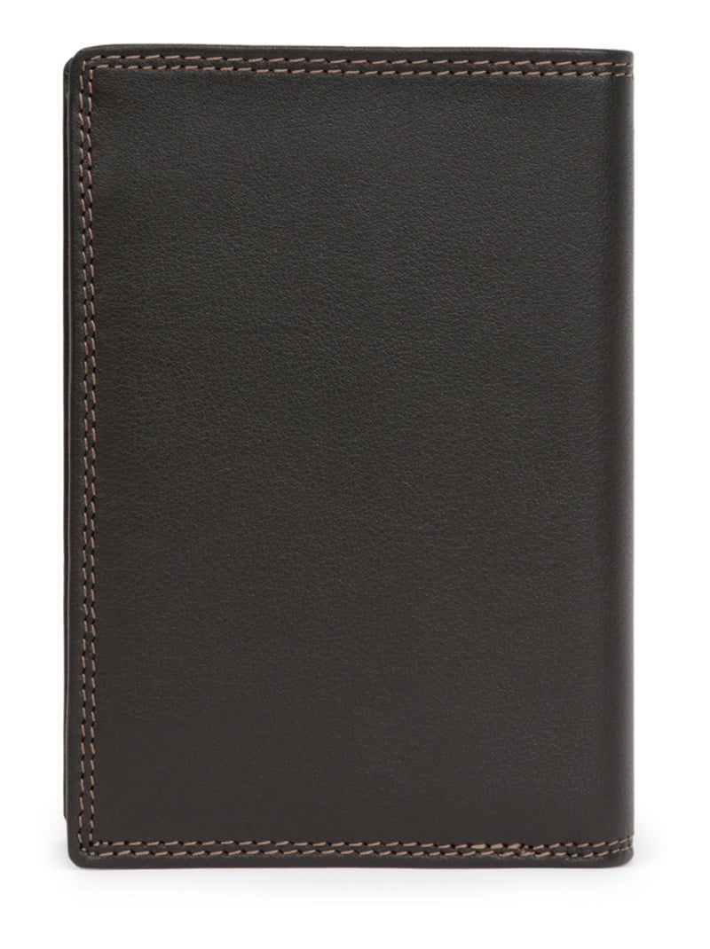 Portefeuille européen  2 volets  Stop RFID  Cuir SENSATION Marron foncé - Kiabi