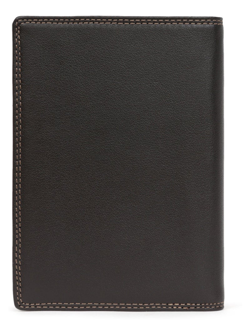 Portefeuille européen  2 volets  Stop RFID  Cuir SENSATION Marron foncé - Kiabi