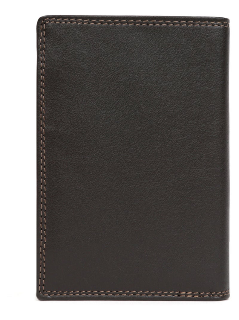 Portefeuille européen  2 volets  Stop RFID  Cuir SENSATION Marron foncé - Kiabi