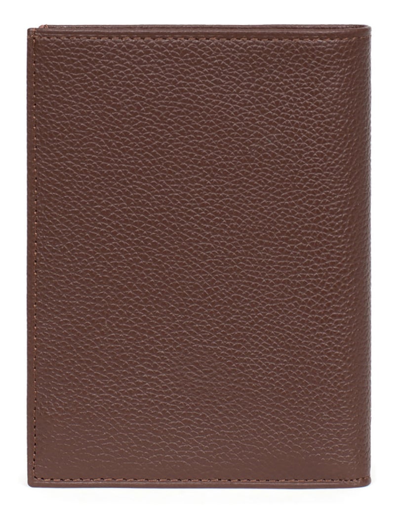 Portefeuille européen  3 volets  Cuir CONFORT Marron chocolat - Kiabi