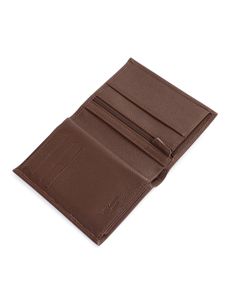 Portefeuille européen  3 volets  Cuir CONFORT Marron chocolat - Kiabi