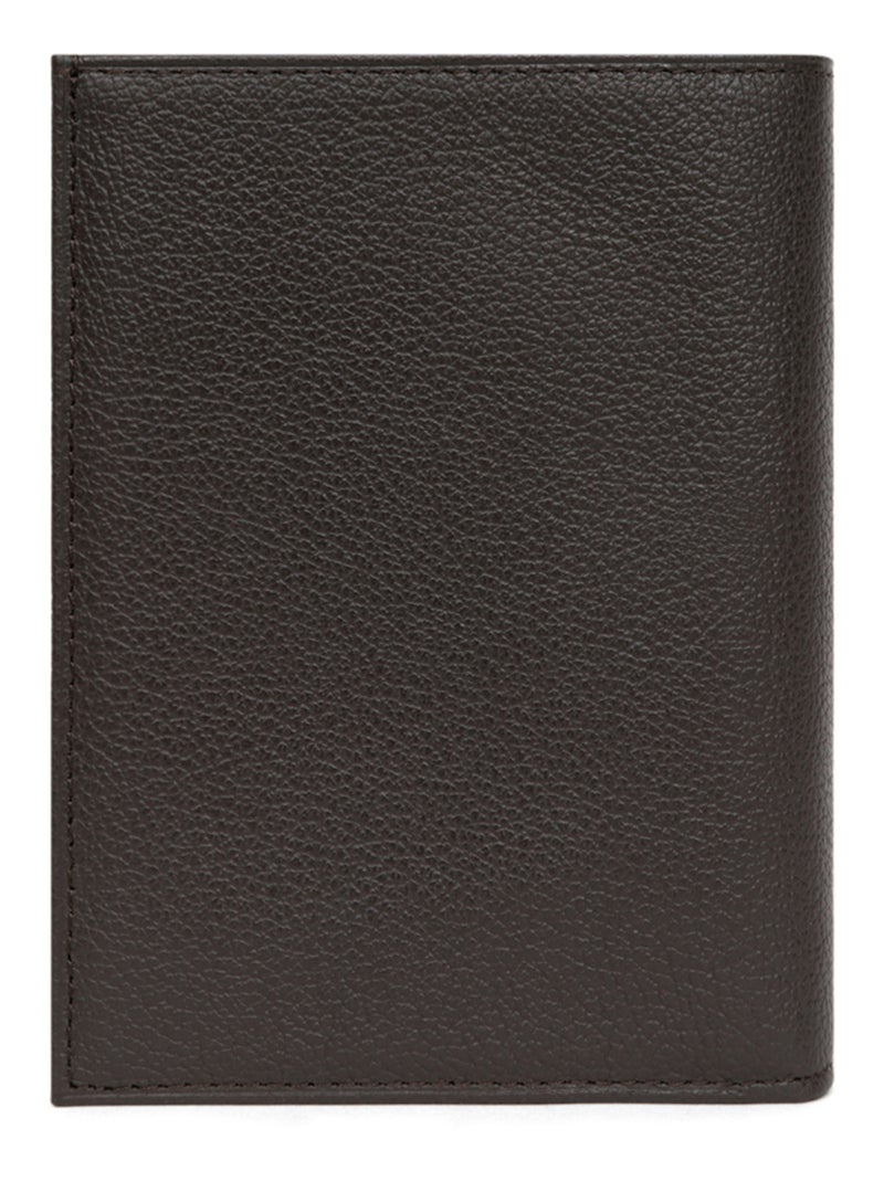 Portefeuille européen  3 volets  Cuir CONFORT Marron foncé - Kiabi